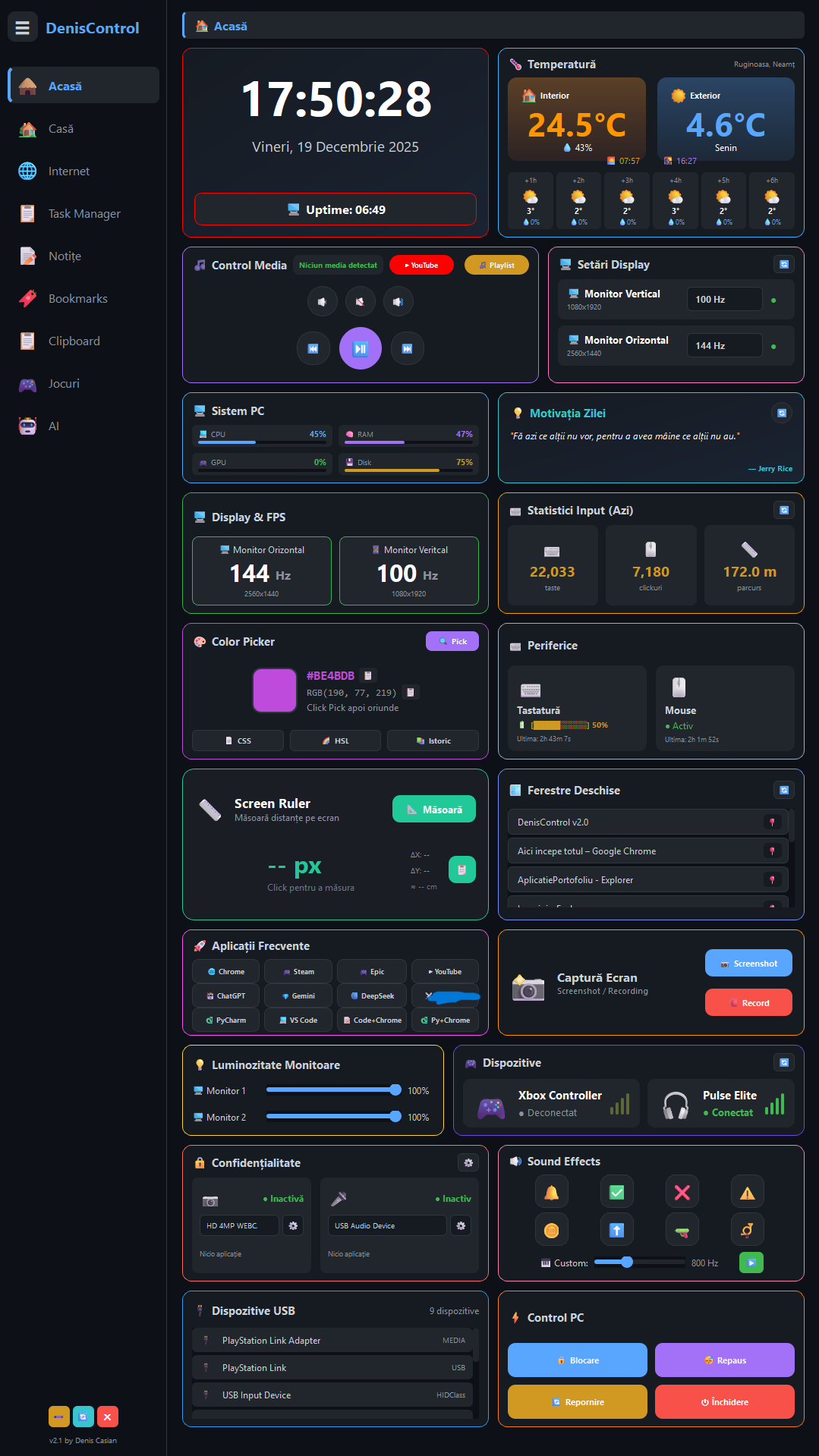 DenisControl - Sidebar Menu